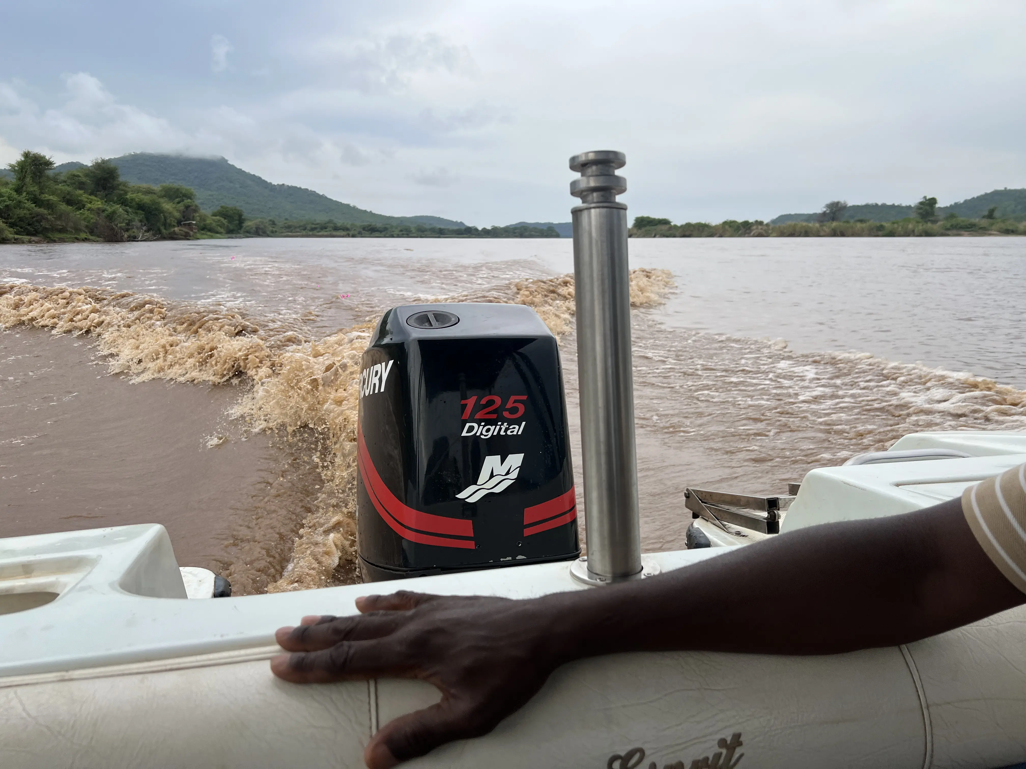 Close up view from a boat hull on the Zambezi river