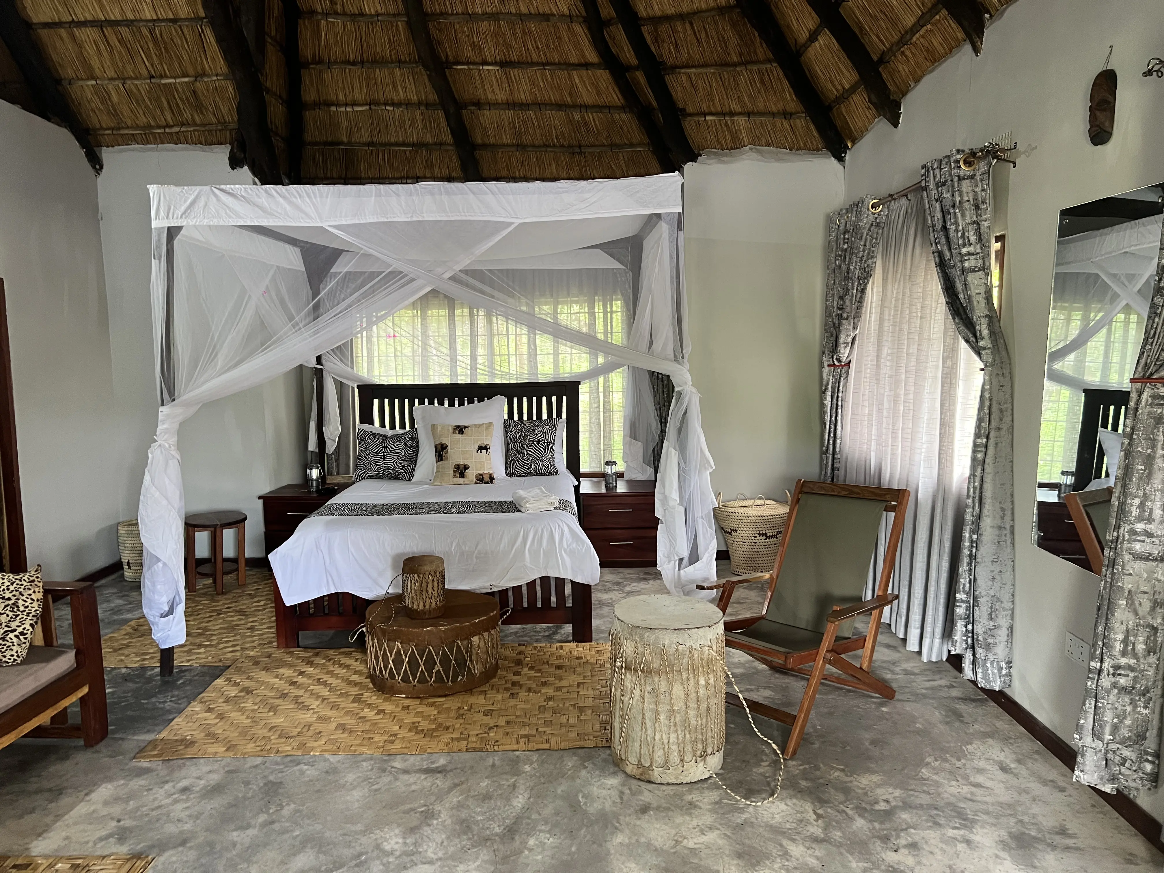 Luxury canopy bed villa interior